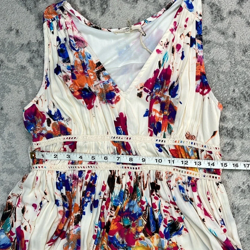 ENTRO FIT AND FLARE FLOWY RAYON DRESS COLORFUL WITH CREAM LINED SZ SM NWT - Picture 12 of 16